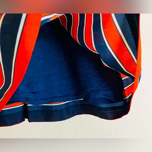 J. Crew Women's Pleated Horizontal Stripe Lined Orange Blue Skirt - Picture 7 of 10